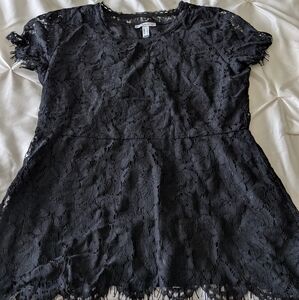 Isaac Mizrahi Live! Black Lace Peplum Top